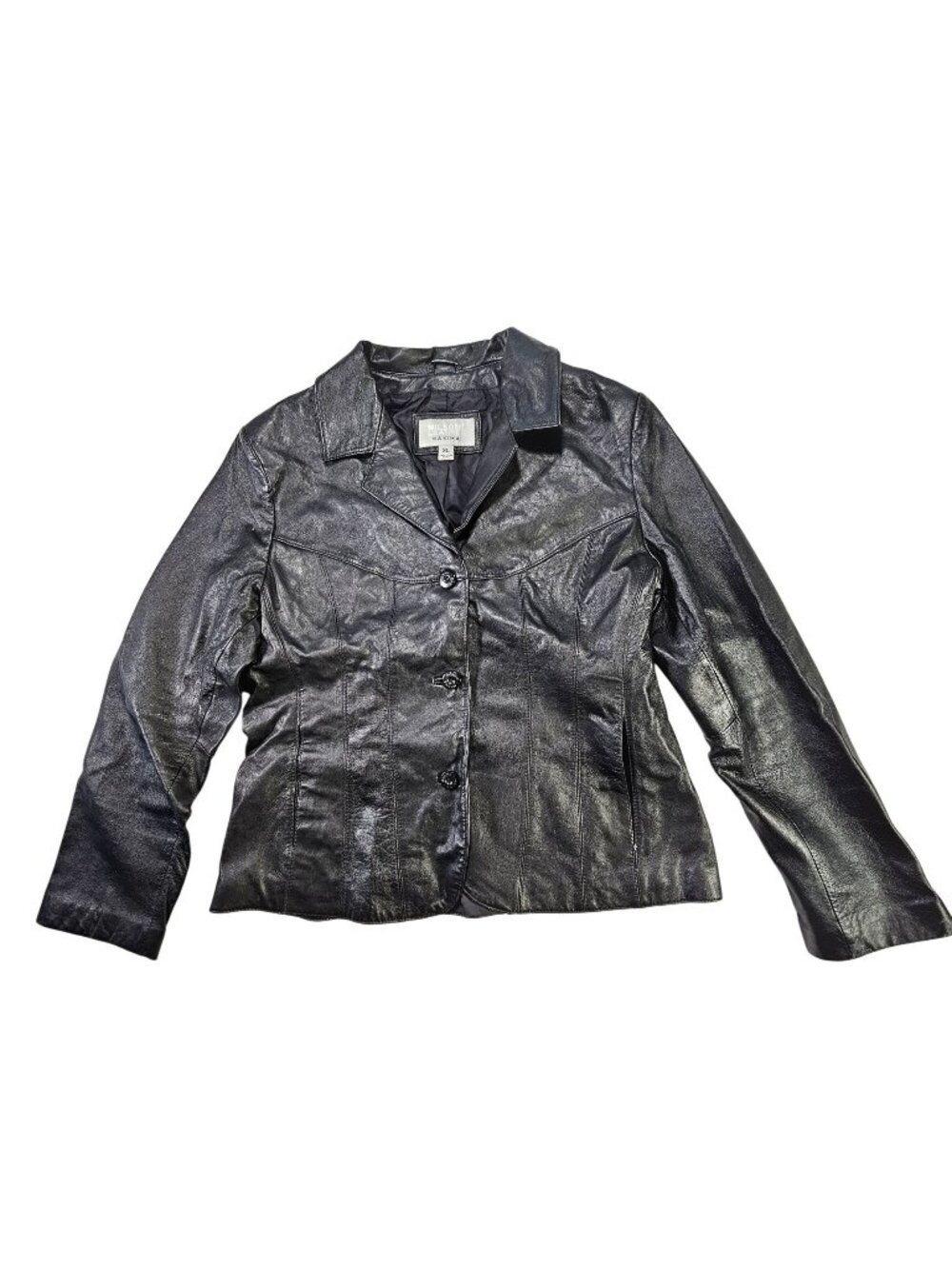 Wilsons Leather Maxima Notched Collar Leather Jacket Women's Size XL Black